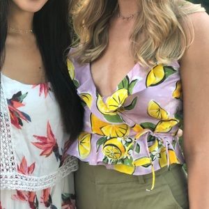 Zara Lemon Print Crop Tank